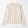 Suéter Feminino de Cashmere com Escovado de Seda Peça Única Sem Costura Gola Redonda Base de Lã Nova Roupa Feminina Malha Top para o Início do Outono