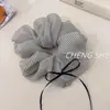 Acessórios de Cabelo Coreanos Retrô Simples Scrunchie de Rede com Bolinhas Flor de Cabelo de Tecido Organza Gravata de Cabelo Elegante Faixa de Cabeça para Mulheres