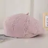 Boina de Punto Hueca de Color Sólido Estilo Japonés para Mujer, Boina Artística de Pintor Delgada y Transpirable de Verano, Boina para Adelgazar el Rostro
