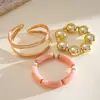 Pulsera Geométrica Rayada de Gradiente Rosa Acrílico Estilo Europeo y Americano, Joyería de Moda y Dulce, Sensación de Lujo Ligero y Gama Alta