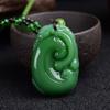 Colar de Jade Estilo Yuan Corrente de Suéter Pingente de Guanyin Buda Dragão Guanyin de Mil Mãos Pixiu com Corrente de Contas Vidro