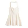 Moda Femenina Europea y Americana Transfronteriza Aliexpress Venta Caliente Vestido Elegante de Cuello Halter con Dobladillo Ancho
