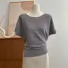 Camiseta de Tricô Curta Chic Gentil Preguiçosa Estilo Coreano Feminina Verão 2026 Novo Temperamento Cintura Marcada Toque de Alta Qualidade