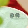 Pendientes Yuebao de plata de ley S925 chapados en oro con jade, estilo vintage, ligeros, de lujo, a la moda, con diseño cuadrado, geométricos, sencillos y combinables.