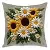 Funda de Almohada Floral de Girasol Estilo Pastoral Ultra Suave Imitación, Funda de Cojín Lumbar para Sofá de Sala de Estar, Decoración del Hogar de Terciopelo Piel de Durazno