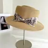 Sombrero Plano de Estilo Francés Retro de Lujo Ligero para Mujer, Sombrero de Paja para Protección Solar de Verano con Lazo de Tinta Tie-Dye, Sombrero de Copa Plana