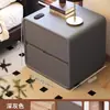 Mesita de noche de madera maciza, Minimalista moderna de lujo ligero, Gabinete de almacenamiento de cuero para dormitorio pequeño, Tamaño pequeño ultradelgado