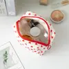 Bolsa de cosméticos de viaje clásica Love Wash con diseño de fresa, melocotón, corazón y flor, bolsa de almacenamiento de algodón para lápiz labial, bolso para mujer.