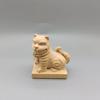 Figurilla de Tigre Tallada de Boj de Hoja Grande, Cabeza de Tigre del Zodíaco, Adorno de Tigre de Madera Maciza, Accesorio de Mano, Adorno Colgante, Juguete Portátil