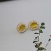 Pendientes Estilo Retro Francés Monet Impresión del Atardecer Esmalte Glaseado Goteante Pintura al Óleo Pendientes de Perla de Agua Dulce Pin de Plata 925