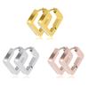 Pendientes geométricos dorados de moda para mujer, combinables con todo, mini pendientes cuadrados invertidos con hebilla fácil, pendientes con clip para la oreja, pendientes minimalistas de nicho con temperamento