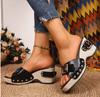 Sandalias Chanclas de Verano Nuevas para Mujer con Tacón de Cuña Europeo y Americano, Hebilla de Una Sola Tira, Tallas Grandes, Venta al por Mayor