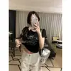 En stock + calidad originalCamiseta de manga corta con estampado de letras y lazo para mujer, top corto de verano