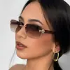 Gafas de Sol Cuadradas de Borde Cortado Sin Marco Europeas y Americanas, Estilo Callejero de Moda, para Vacaciones, Viajes, Protección Solar, Moda, Gafas de Sol Transfronterizas