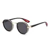 Gafas de Sol Metálicas de Anillo Estilo Nuevo Transfronterizas, Montura Redonda, Elegantes Gafas de Sol para Hombre, Gafas con Montura Retro Trendy Anti-Luz Azul