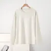 Camiseta de Manga Larga de Algodón Peinado Pesado 230g Otoño 23 para Hombre y Mujer, Cuello Redondo, Top Básico Sencillo y Versátil para Parejas