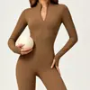 Mono Todo en Uno para Otoño e Invierno, Mono de Yoga para Exteriores de Ajuste Ceñido con Forro Polar, Ropa Deportiva de Running, Ocio y Fitness