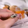 Anillo de Plata de Ley S925 para Mujer Acabado Cepillado Nuevo Chinoiserie Piedra de Cristal Natural Peridoto Joyería Hecha a Mano Estilo Popular de Xiaohongshu