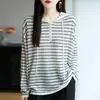 Suéter con Capucha de Lana de Punto Fino Nuevo Otoño 2026 Manga Larga para Mujer Pulóver Rayado Bloque de Color Suéter Delgado