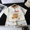 Trajes Cortos de Manga Corta para Niños y Niñas, Shorts de Verano, Ropa de Verano Delgada Dividida para Bebés, Ropa de Verano de Dibujos Animados para Niños Pequeños y Medianos