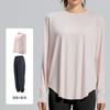 Blusa Deportiva Protección Solar para Mujer Malla Transpirable Conjunto de Tops y Pantalones para Fitness Conjunto de Dos Piezas Holgado Manga Larga para Correr Yoga
