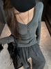 Camisa de Camada Interna com Borda Enrolada Estilo Coreano Selecionada Cuidadosamente para Mulheres, Outono Inicial Modal de Alta Qualidade com Decote V Ajustada ao Corpo Roupa Externa Camiseta de Manga Longa