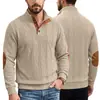 Ropa europea y americana para hombre transfronteriza, prendas de punto de cuello alto para primavera y otoño, sudadera casual de jacquard texturizado vintage con parche en la manga
