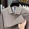 Camisa Polo de Algodón Puro con Cuello y Mangas Largas para Hombre de Primavera y Otoño Tops Casuales para Hombre Camiseta de Color Puro Piqué 100% Algodón para Hombre