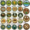 Nuevo Parche de Tela Redondo Bordado de Dibujos Animados Insignia de Aventura al Aire Libre Parche de Etiqueta de Tela Parche Termoadhesivo Accesorios para Ropa Venta al por Mayor