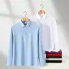 Camisa Polo Antibacteriana Refrescante de Manga Longa para Primavera e Outono com Logotipo Personalizado para Escritórios Corporativos, Roupa de Trabalho Monocromática com Texto Impresso
