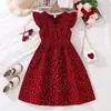 Faldas para Niñas, Ropa de Verano para Niños, Estilo Nuevo, Estilo Princesa Rayas Mangas Volantes para Niños Medianos y Grandes, Vestidos para Niñas de 3 a 14 Años al por Mayor