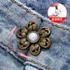 Botón especial para cintura de pantalones, sin perforaciones, para jeans, fijación de cintura, botón de flor de oro negro