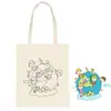 Bolsa Infantil Portátil para Compras e Pintura DIY, Material Artesanal para Jardim de Infância, Bolsa de Lona para Pintura e Colorir