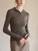 Novedad Otoño 2026 Camiseta Base de Punto Yangzi Lana Fina Importada Sin Costuras Cuello Medio Alto para Mujer