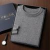 Suéter de caxemira com gola redonda novo para Outono e Inverno 2023, pulôver masculino de manga comprida, ombro raglã espessado, blusa de caxemira tricotada para usar por baixo