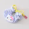 Elástico de Cabelo Gatinho Kt Estilo Coreano com Laço, Argola Grande Listrada Azul Refrescante, Corda de Cabelo, Elástico para Coque