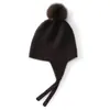 Novo Chapéu de Lã Cashmere com PomPom Fofo Proteção de Orelha Chapéu de Tricô Feminino Outono Inverno Quente Proteção contra Frio Chapéu Versátil para Cobrir a Cabeça Chapéu para Ciclismo