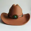 Sombrero Vaquero de Estilo Étnico Nuevo Transfronterizo, Sombrero de Fieltro Otoño e Invierno para Hombres y Mujeres, Sombrero Vaquero de Ala Ancha Turquesa