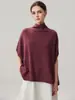 Chaleco de Cachemira con Cuello de Chimenea para Mujer, Chal de Cachemira Versátil sin Mangas de Color Sólido, Suéter de Punto con Mangas de Murciélago, Nuevo Top de Otoño