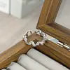 Anillo Abierto de Circonita Exquisito Ultra Brillante, Anillo de Dedo Índice de Moda de Lujo Ligero Nicho de Gama Alta para Commuter, Anillo Personalizado