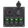 Carregador de Carro Painel de Interruptores em Forma de Barco de 4 Posições 2025 Peças de Modificação de Carro Interface USB Carregador de Carro Acendedor de Cigarros