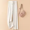 Novas calças de malha de perna larga da moda outono e inverno para mulheres, com efeito de caimento, calças casuais retas grossas compridas, calças de outer wear de cintura alta