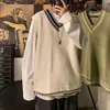 Estilo Hong Kong Primavera e Outono Comércio Exterior Transfronteiriço Tricô da Moda Masculino Estilo College para Casal Colete de Lã Sem Mangas