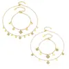 Conjunto de pulsera y collar de cadena fina con flor de cuatro pétalos incrustada de circonita, acero inoxidable chapado en oro de 18 quilates, moderno y adecuado para el uso diario