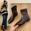 Botines Chelsea Tobilleros Estilo Británico, Botines de Moda con Tacón Grueso para Mujer, Nuevo Modelo 2026, Punta Cuadrada, Versión Coreana, Botas Ajustadas Retro