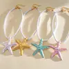Aretes y Collar de Estilo Transfronterizo Europeo y Americano de Hilo Brillante con Goteo de Aceite en Forma de Estrella, Cadena para Clavícula de Estilo Fresco para Vacaciones, Accesorio de Cuello de Gama Alta de Nicho