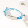 Al por mayor al contado transfronterizo Pulsera de doble cordón de ajuste Pulsera de cuerda trenzada ajustable de acero inoxidable multicolor con impresión y grabado de color UV