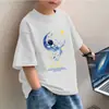 Camiseta de algodón puro de manga corta para niño de verano, nuevo top infantil de cuello redondo, ropa de verano holgada, ropa de bebé elegante y a la moda