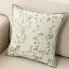 Almofada Jacquard de Veludo Estilo Vintage Cremoso para Sofá Sala de Estar Almofada de Costas Luxo Leve Retro Travesseiro de Cabeceira Pousada Folhas