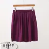 Nova saia-calça curta de sarja de algodão lisa de cor sólida para mulheres, cintura elástica, peça externa casual, shorts de trabalho com bolso